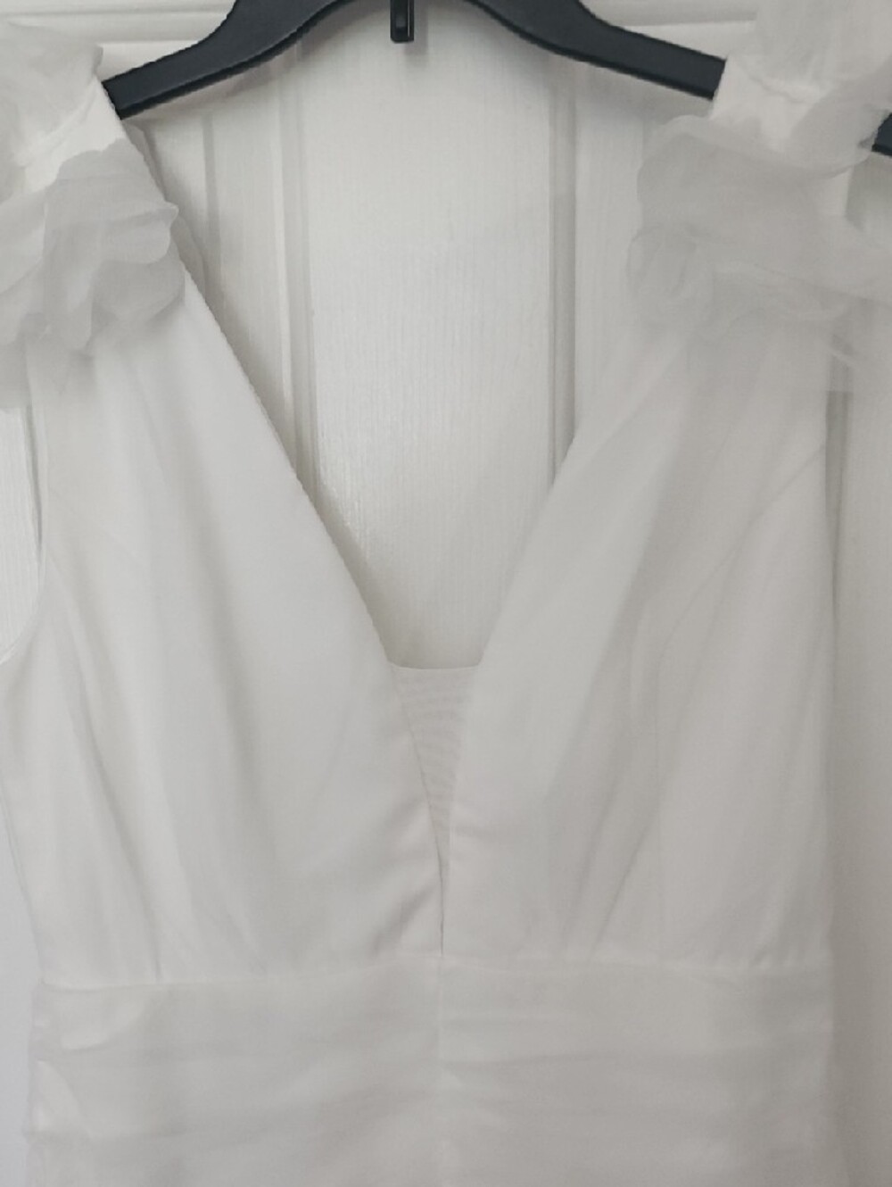 Lulu's White Tulle Ruched V‑Neck Mini Dress - Picture 3 of 7